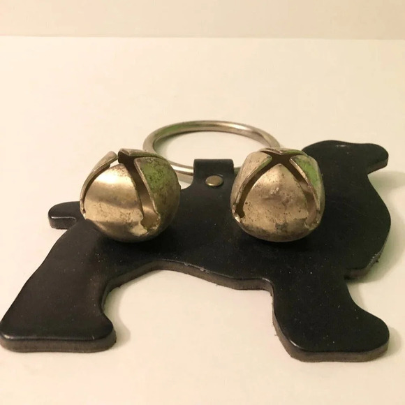 Leather Black Lab Door Knob Bell Hanger  Dog Figure Bell - Picture 2 of 11